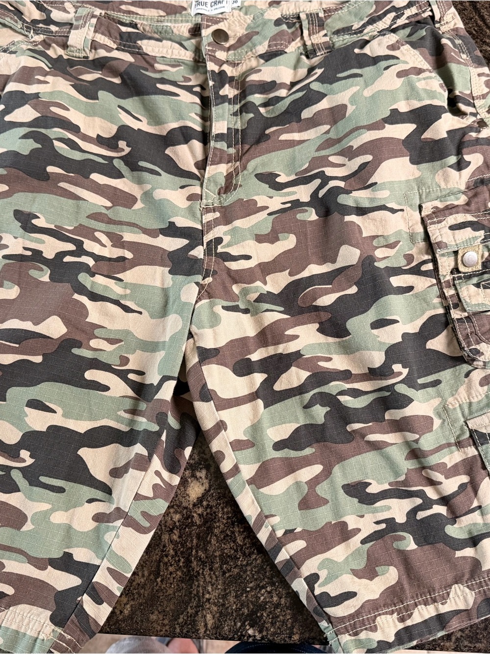 True Craft Men's Camouflage Cargo Shorts - Green, Brown, Tan